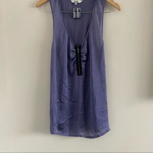BB Dakota Purple Zipper Tank Top | Size Medium | Silky Sleeveless Blouse
